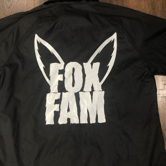 Fox Fam Size Small Black Nylon Snap Front Jacket Windbreaker - Picture 10 of 10